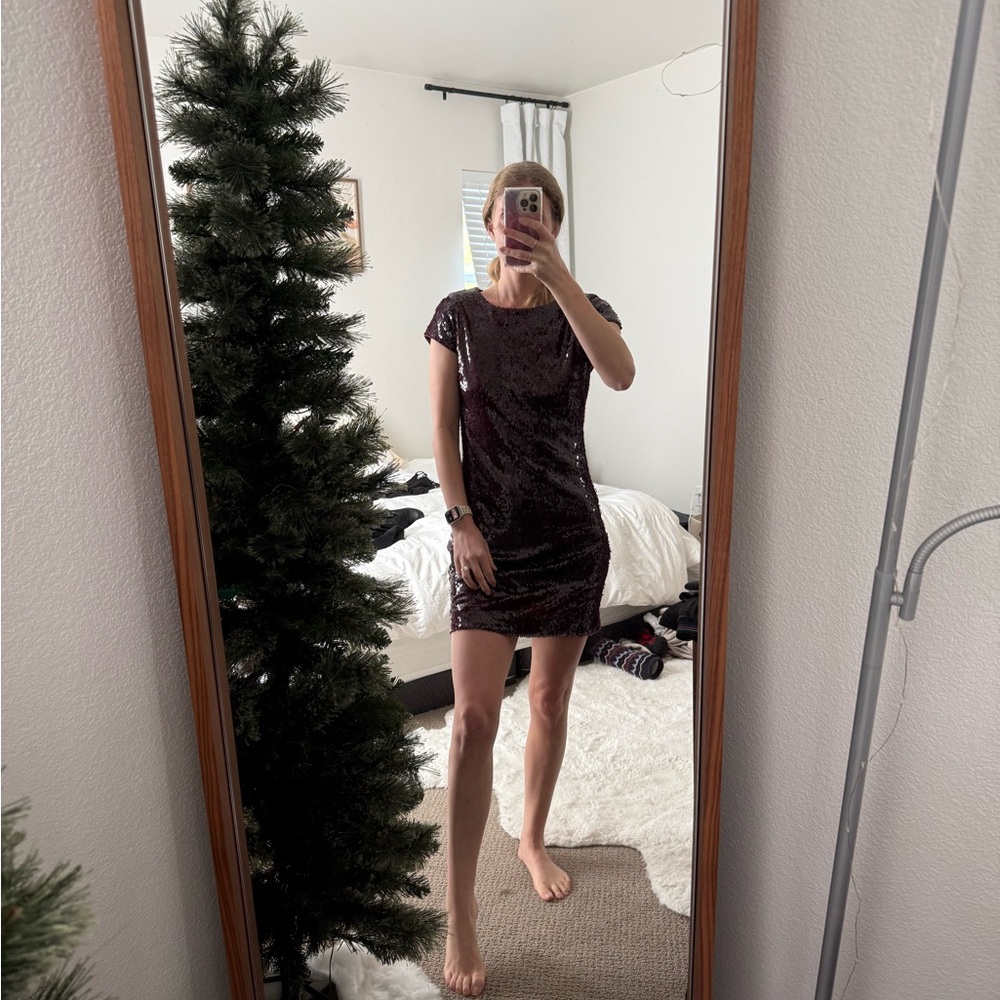 Elegant Sequin Dress in Deep Purple